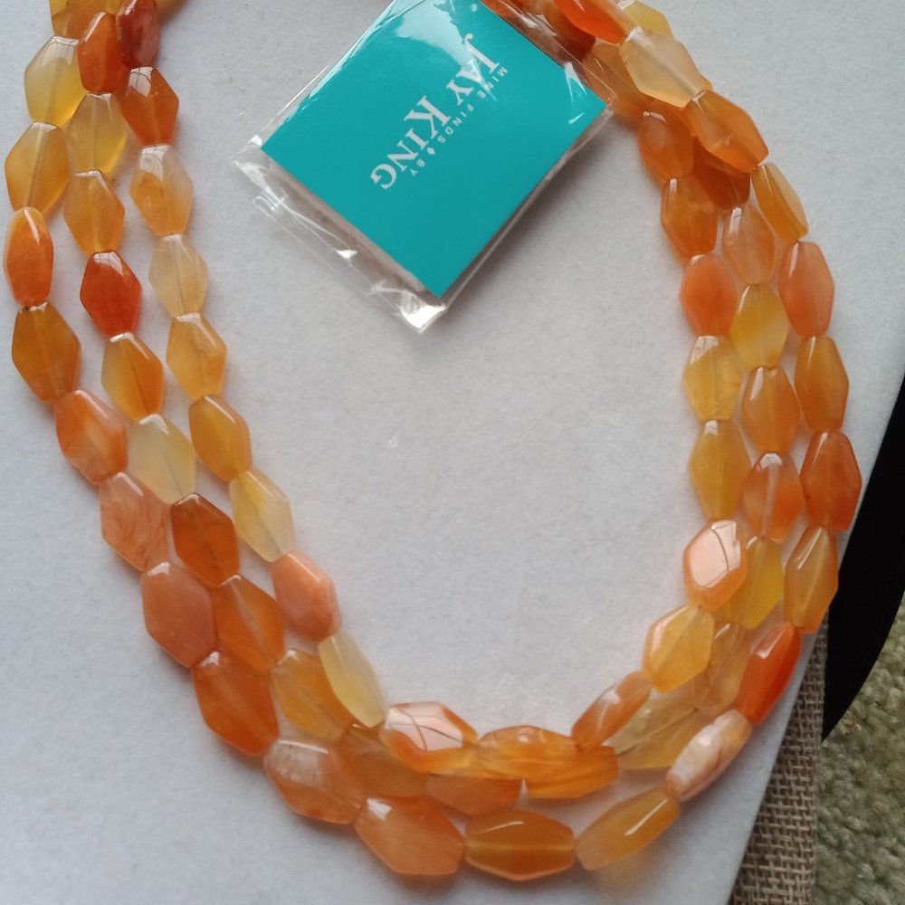 Jay King DTR 3 Strand Carnelian Gemstone Necklace 925 Sterling Silver